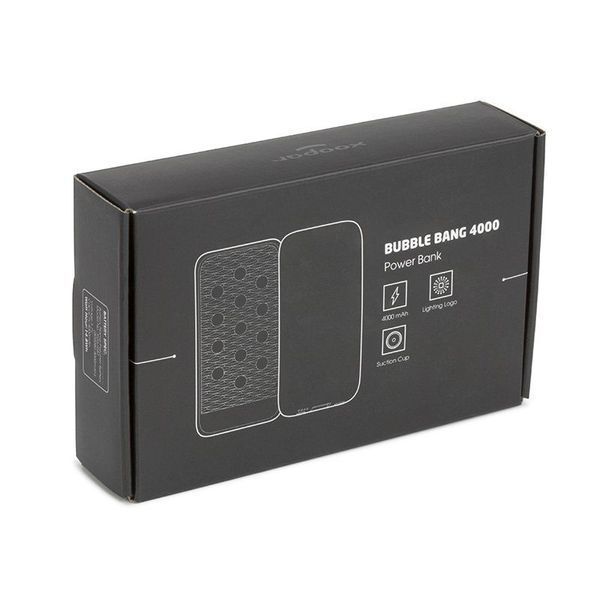 Повербанк 4000 mAh Bergamo Bubble Bang Lightlogo, світлодіодний індикатор сріблястий 4012/7(Bergamo) фото