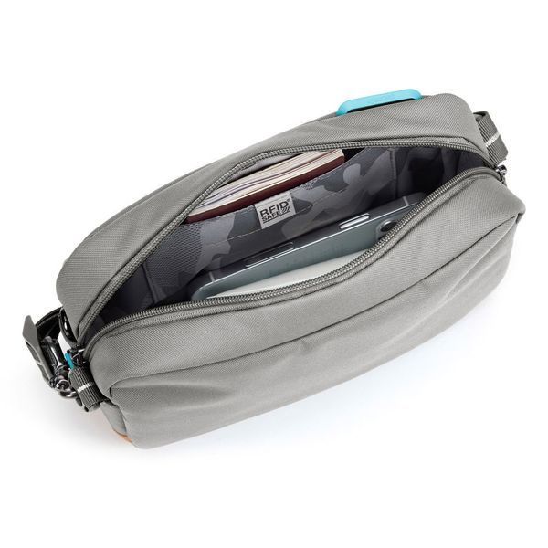 Сумка через плече антизлодій Pacsafe GO Crossbody сірий/помаранчевий 35105(Pacsafe) фото