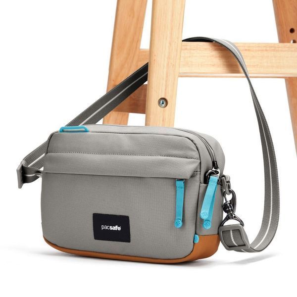Сумка через плече антизлодій Pacsafe GO Crossbody сірий/помаранчевий 35105(Pacsafe) фото